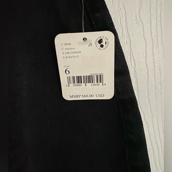 NWT Free People Black Denim High Waisted Mini Skirt. Size 6. - Picture 3 of 4